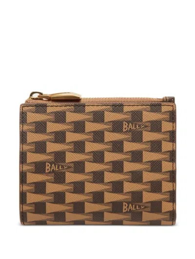 Bally Pennant-print Wallet In Brown