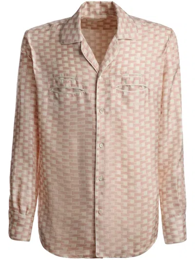 Bally Abstract-print Silk Shirt In Pink