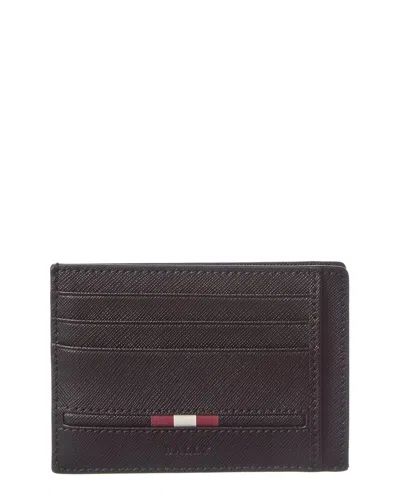 Bally Percyll Leather Business Card Holder In Brown