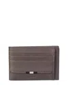 Bally Percyll Leather Business Card Holder In Gray