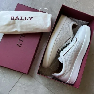 Pre-owned Bally Perforated Sneakers Trainers Shoes 12 Baxley In White
