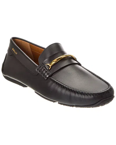 Bally Almond-toe Leather Loafers In Black
