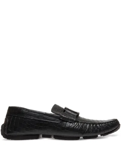 Bally Pilot Driver Embossed-leather Loafers In Black