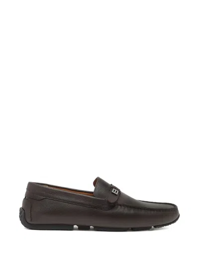 Bally Pilot Driver Grained-leather Loafers In Brown