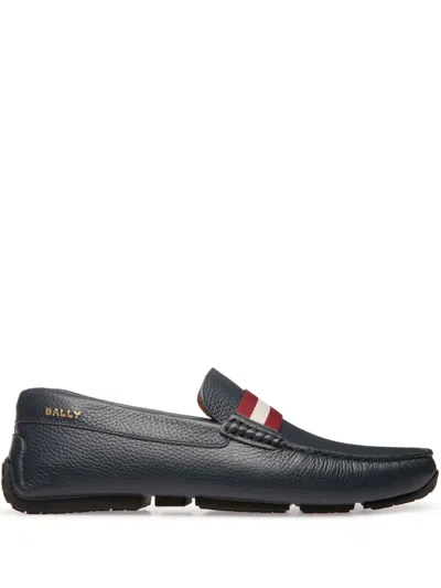 Bally Pilot Driver In Grained Leather Wide Foot Morphology In Blue