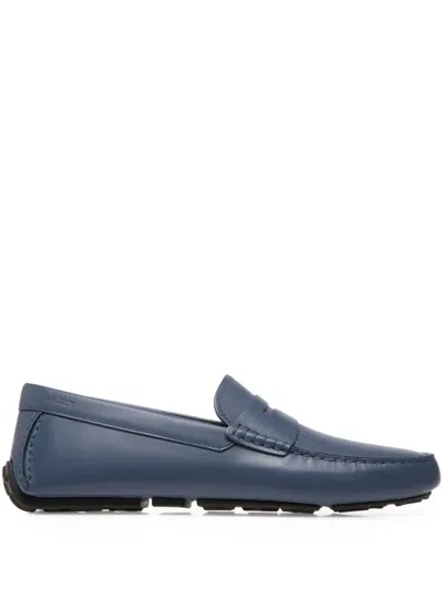 Bally Pilot Driver Leather Loafers In Blue