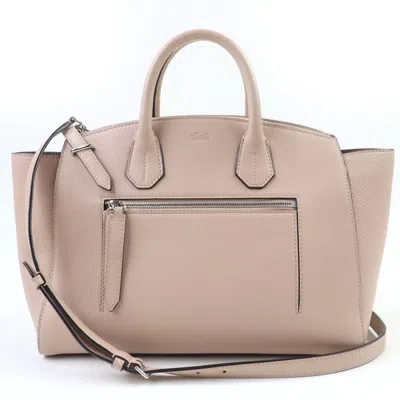 Pre-owned Bally Pink Beige Leather Handbag Shoulder Bag Tote Bag ()