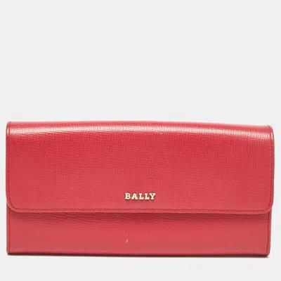 Bally Pink Leather Logo Flap Continental Wallet In Red