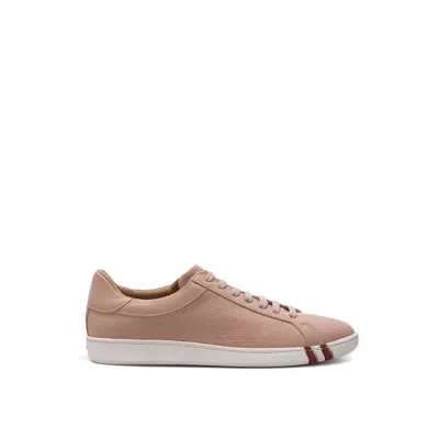 Bally Pink Leather Low Top Sneakers In Brown