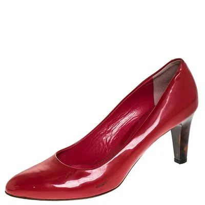 Bally Pink Patent Leather Round Toe Pumps In Red
