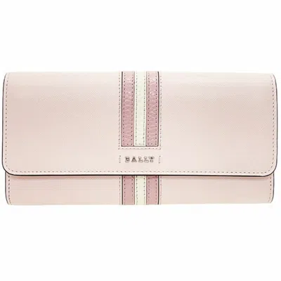 Pre-owned Bally Pink White Leather Long Wallet (bi-fold) () In Multi