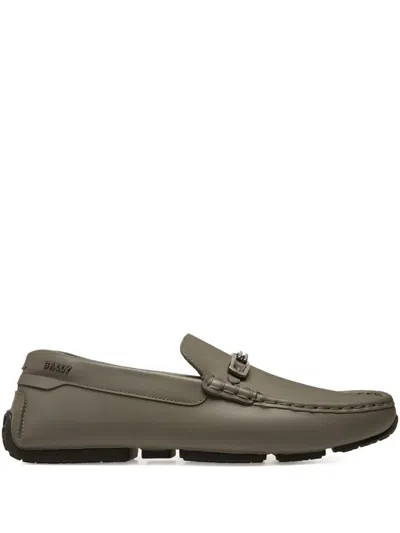 Bally Pinter Leather Loafers In Gray