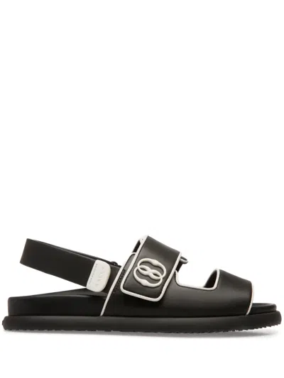 Bally Piped-trim Leather Sandals In Schwarz