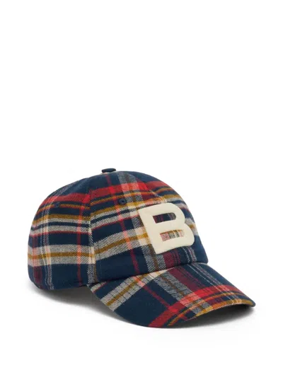 Bally Plaid-pattern Baseball Hat In Blue