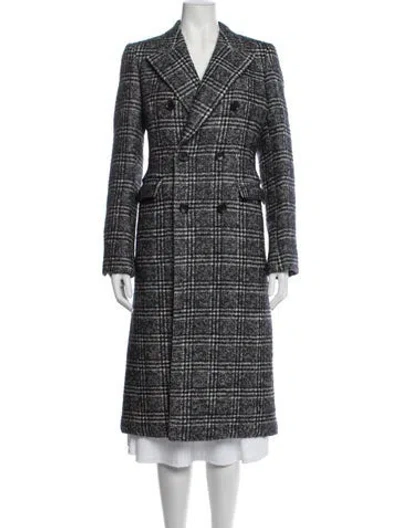 Pre-owned Bally Plaid Print Coat In Blue