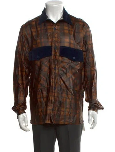Pre-owned Bally Plaid Print Long Sleeve Shirt In Brown