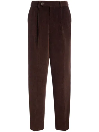 Bally Pleated Corduroy Trousers In Brown