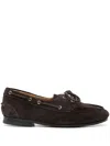 Bally Cedar Brown Leather Moccasins With Panelled Design And Lace-up Detail In 褐色