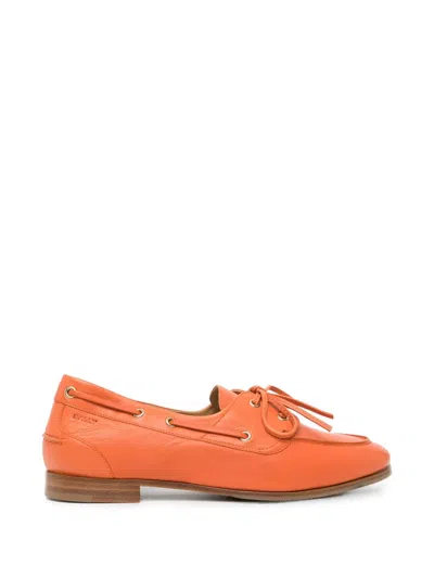 Bally Plume Boat Shoes In Orange