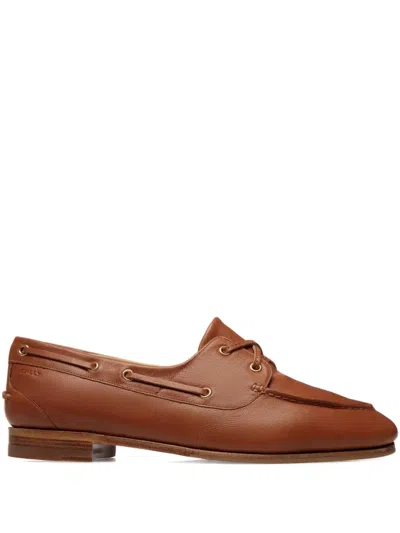 Bally Plume Leather Lace-up Loafers In Brown