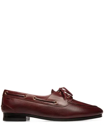 Bally 10mm Pathy Leather Loafers In 酒红色
