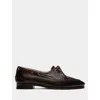 Bally Dark Buffalo Leather Slip-on Loafers In Brown