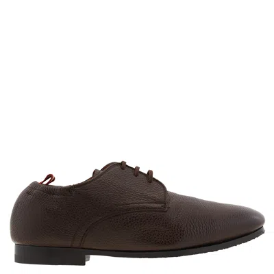 Bally Plume Pebbled Leather Derby Shoes In Brown