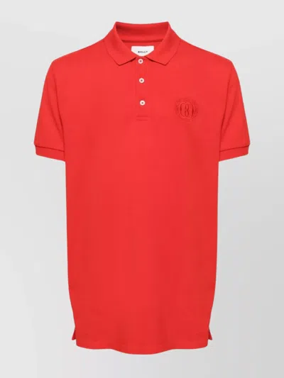 Bally Logo-embroidered Organic Cotton Polo Shirt In Red