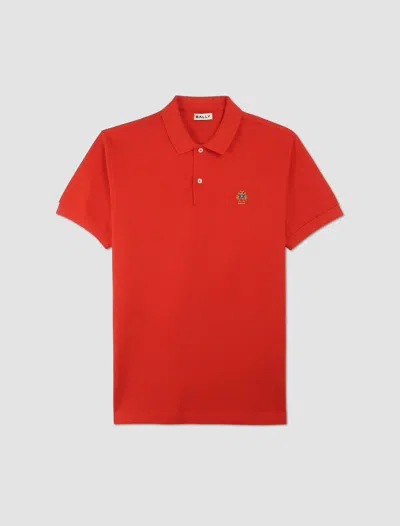 Bally Organic Cotton Logo Polo In Rosso