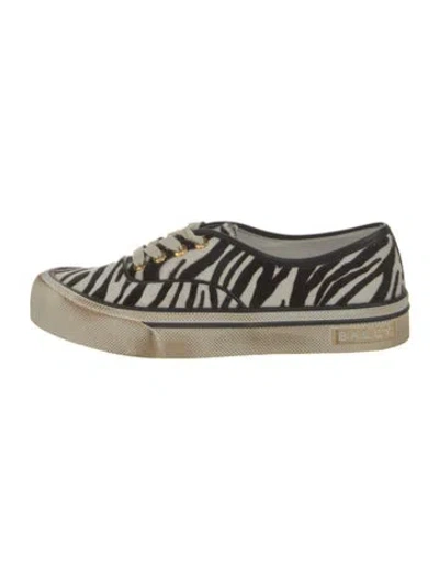 Pre-owned Bally Ponyhair Animal Print Sneakers In Black