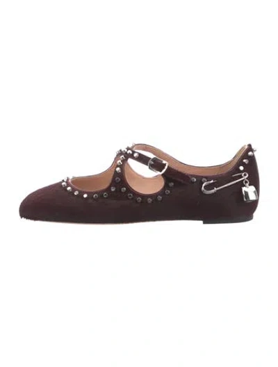 Pre-owned Bally Ponyhair Studded Accents Mary Jane Flats In Burgundy