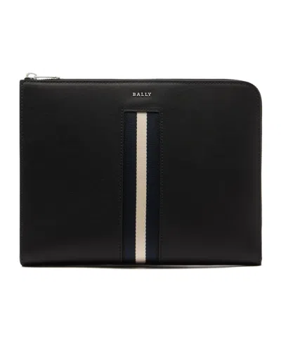 Bally Pouch In Black Leather With A  Ribbon