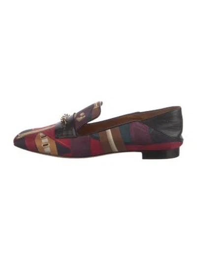 Pre-owned Bally Printed Chain-link Accents Loafers In Black