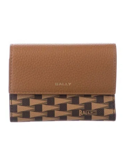 Pre-owned Bally Printed Compact Wallet In Brown