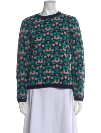 Pre-owned Bally Printed Crew Neck Sweater In Green