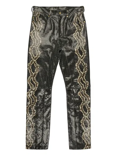 Bally Printed Leather Trousers In Multi