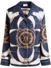Bally Marine Print Silk Shirt In Blue