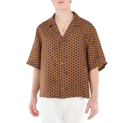 Bally Printed Silk Short-sleeved Camp Shirt In Brown