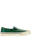 Bally Slip Ons In Printed Nappa Leather In Green