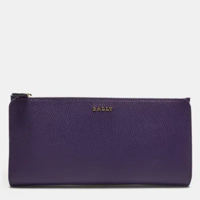 Pre-owned Bally Purple Leather Continental Wallet