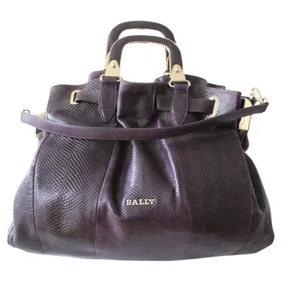 Pre-owned Bally Purple Lizard Leather Top Handle Bag With Suede Lining