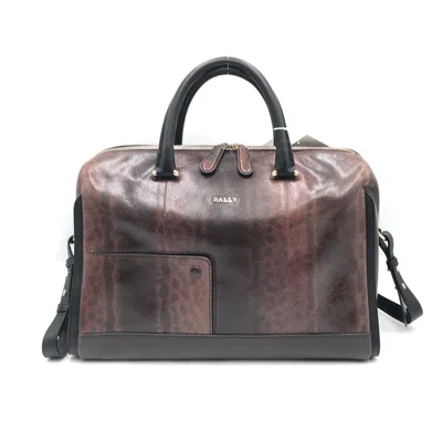 Pre-owned Bally Python Pattern 2way Boston Women's Bag () In Brown