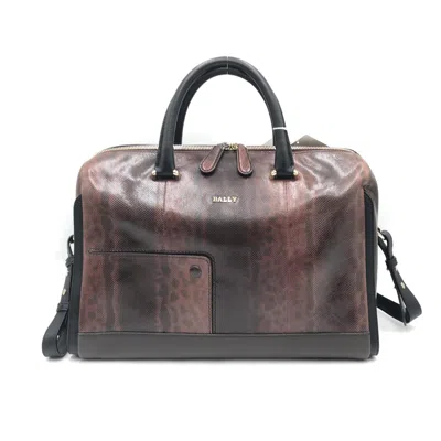 Pre-owned Bally Python Pattern 2way Boston Women's Bag () In Brown