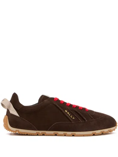 Bally Quest Grosgrain-trimmed Suede Sneakers In Brown