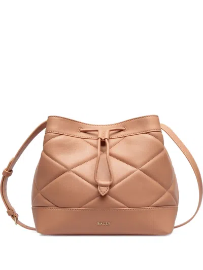 Bally Quilted Drawstring Bucket Bag In Neutral