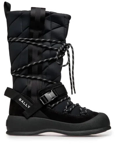 Bally Quilted Lace-up Boots In Black