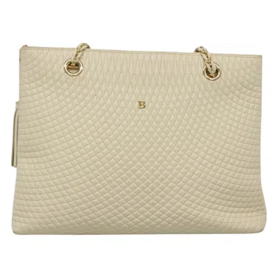 Pre-owned Bally Quilted Leather Tote Bag () In White