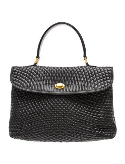 Pre-owned Bally Quilted Top Handle Bag In Black