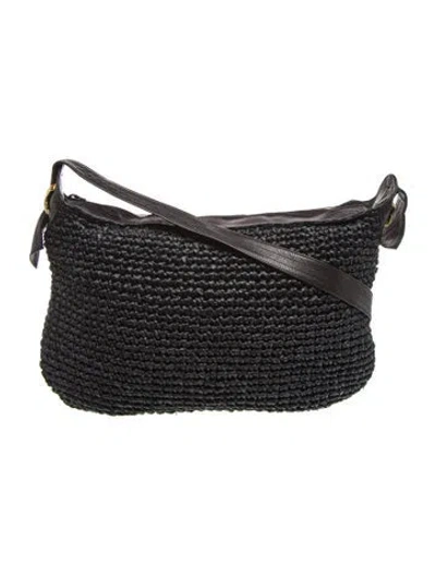 Pre-owned Bally Raffia Shoulder Bag In Black