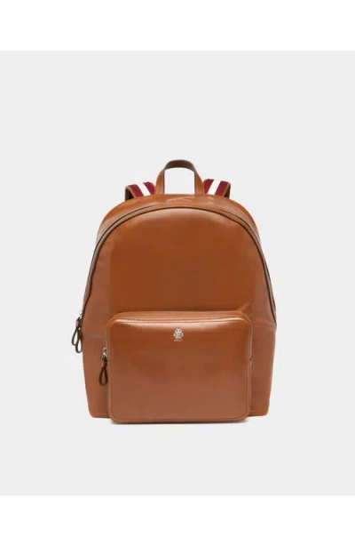 Bally Ray Logo-plaque Backpack In Orange
